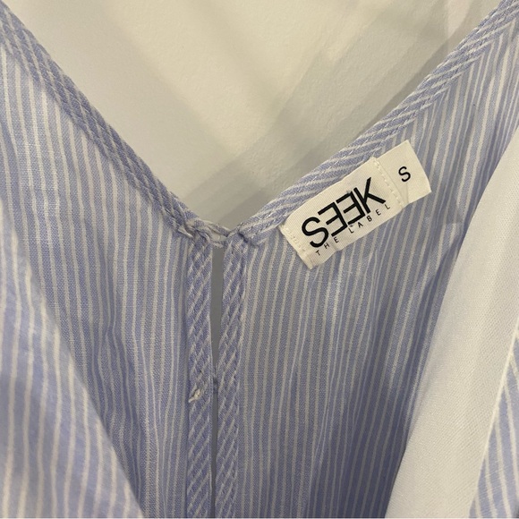 LF Seek The Label Blue & White Open-Shoulder Striped Romper - Picture 11 of 11